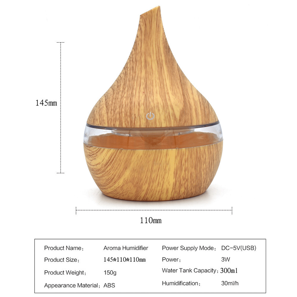 300ml Cool Mist Humidifier Ultrasonic Aroma Essential Oil Diffuser for Office Home Bedroom