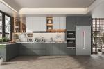 Customized Melamine Lacquer Furniture With Quartz Countertop Kitchen Cabinet