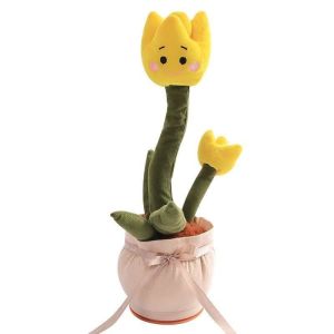 Plush Electronic Cactus Flower Toy Recording Repeating Talking Back Playing