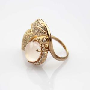 China Rose Gold Plated 925 Silver Ring withGenuine Rose Quartz and Cubic Zirconia (R215) factory