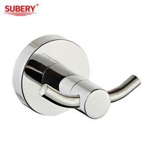 China Wall Mounted Bathroom Accessories SUS304 Double Robe Hook polished chrome clssical round design OEM ODM factory