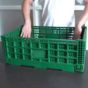 Portable Collapsible Fruit Plastic Crates With Hole Handles