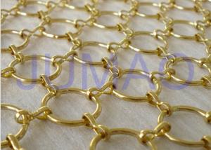 China Gold Galvanized Metal Ring Curtain , 22 Mm Holes Flexible Chainmail Mesh Fabric factory