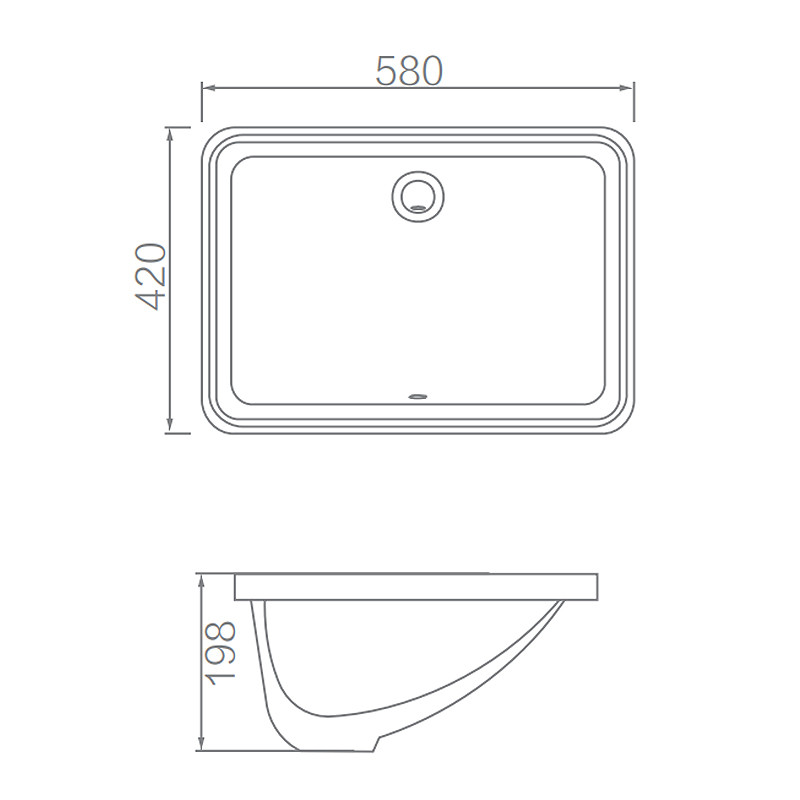 Modern Ceramics Under Counter Basin No Drainer Rectangle For Toilet