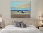 Modern Decorative Boats Oil Painting Ship On The Beach Acrylic And Oil Painting