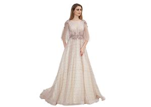 China Unique Design Butterfly Half Sleeve Muslim Party Ball Gown For Debut / Banquet factory