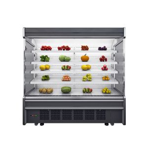 4 Shelves Drinks Display Open Chiller With Night Curtain And LED Illumination