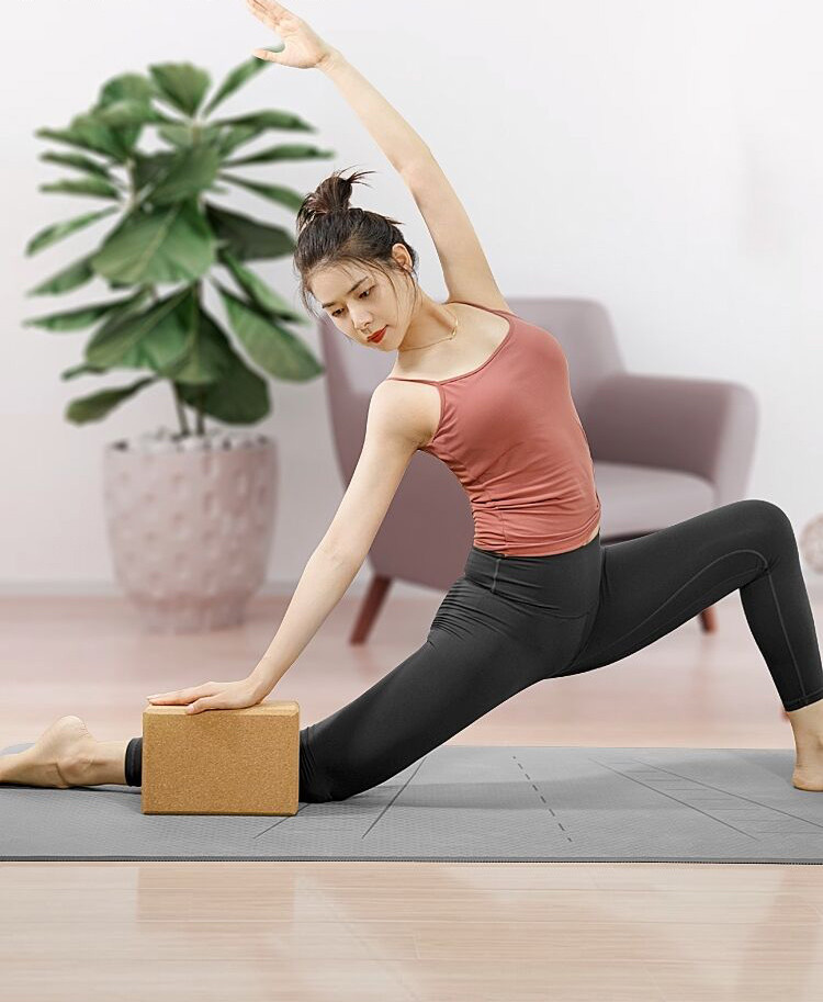 Sustainable Yoga Brick Cork Blocks Portable Rectangular Rounded Edge