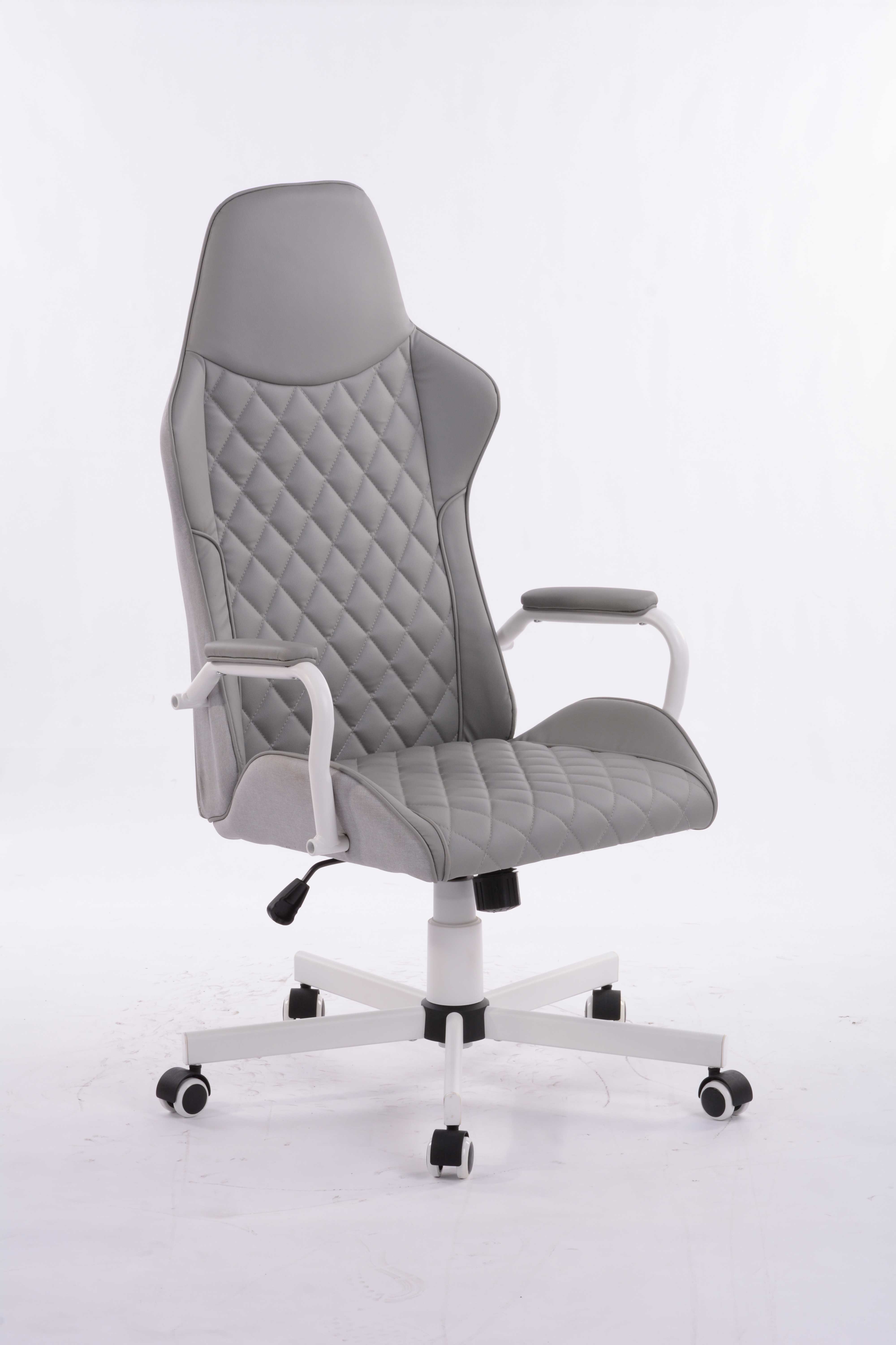 320 White Kd Metal Star Base Revolving Ergonomic Luxury Office Boss Chair with Gaslift