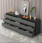 Custom Living Room TV Storage Unit Silent Track Grey MDF Board PET Door