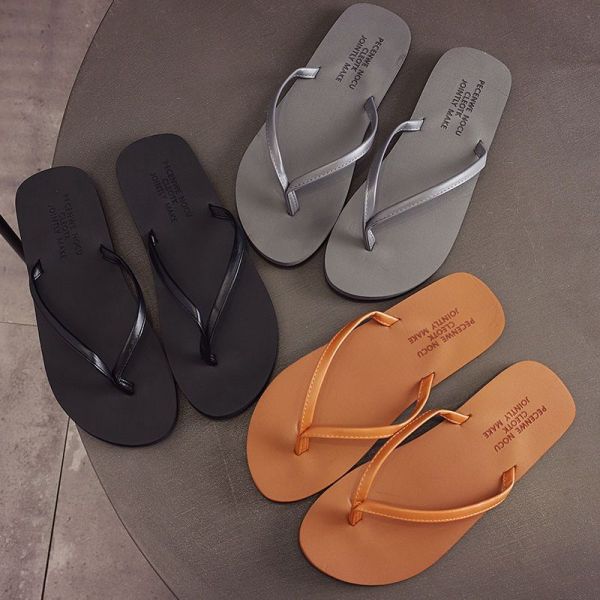 Fashionable Men's Flip Flops Sandals With PU Upper Custom Embossed Logo