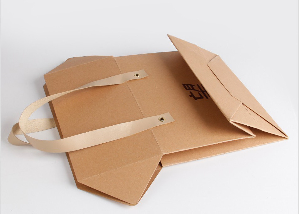 Bio - Degradable Luxury Large Present Bags , Leather Handle Birthday Gift Bags
