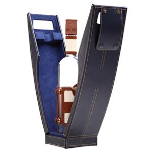 China Irregular Shape Wine Packaging Box PU Leather Gift Box With Die Cuting Handle factory