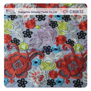 China Cotton Floral Embroidered Lace Fabric , Muti - Color Allover Fashion factory