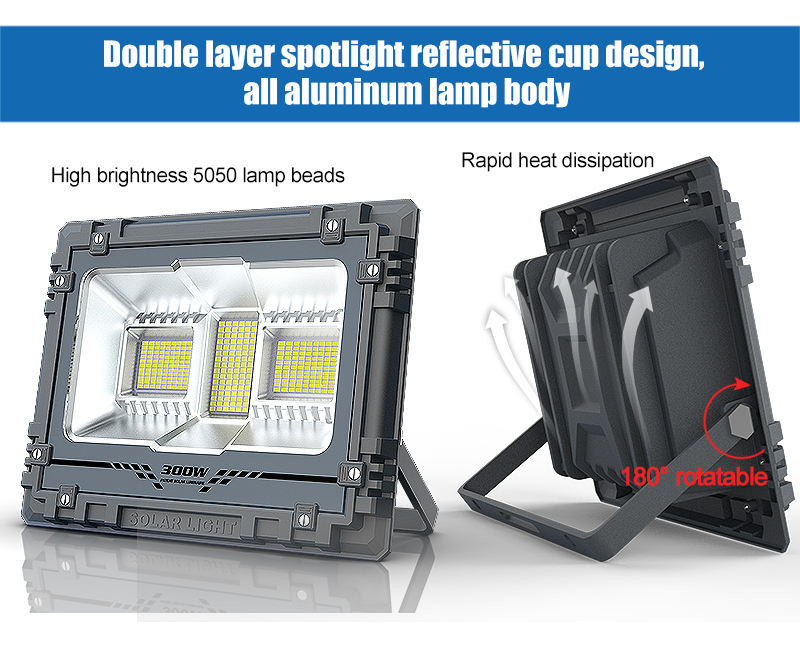 Flashing Remote Control SMD5050 LED Solar Floodlight Environmental Protection