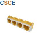 Half Shielded Right Angle RJ45 Connector 1 * 4 Ports Operating Temperature -40℃