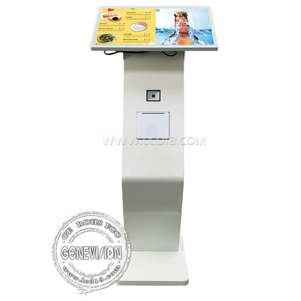 China 21.5" Cashless Self Ordering Touch Screen LCD Payment Machine K Stand with Printer QR Code Scanner factory