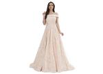 Elastic Bands Sexy Off Shoulder Long Evening Gowns Light Pink Color