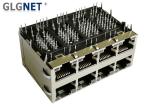 LED Ethernet Stacked RJ45 Connectors Multiple Port 41.40x59.19x25.27 Mm