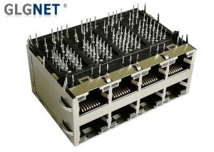 China LED Ethernet Stacked RJ45 Connectors Multiple Port 41.40x59.19x25.27 Mm factory