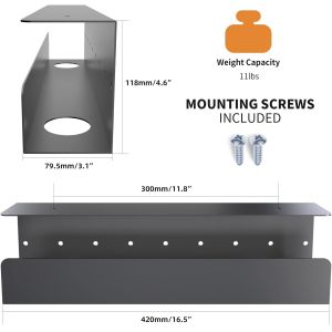 Under Desk Cable Management Tray 16.5 Sturdy Metal Power Strip Holder, Standing