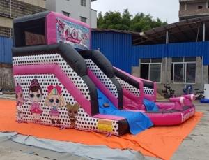 China 0.55mm PVC Inflatable LOL Bounce House Slide Pink Commercial Rental factory