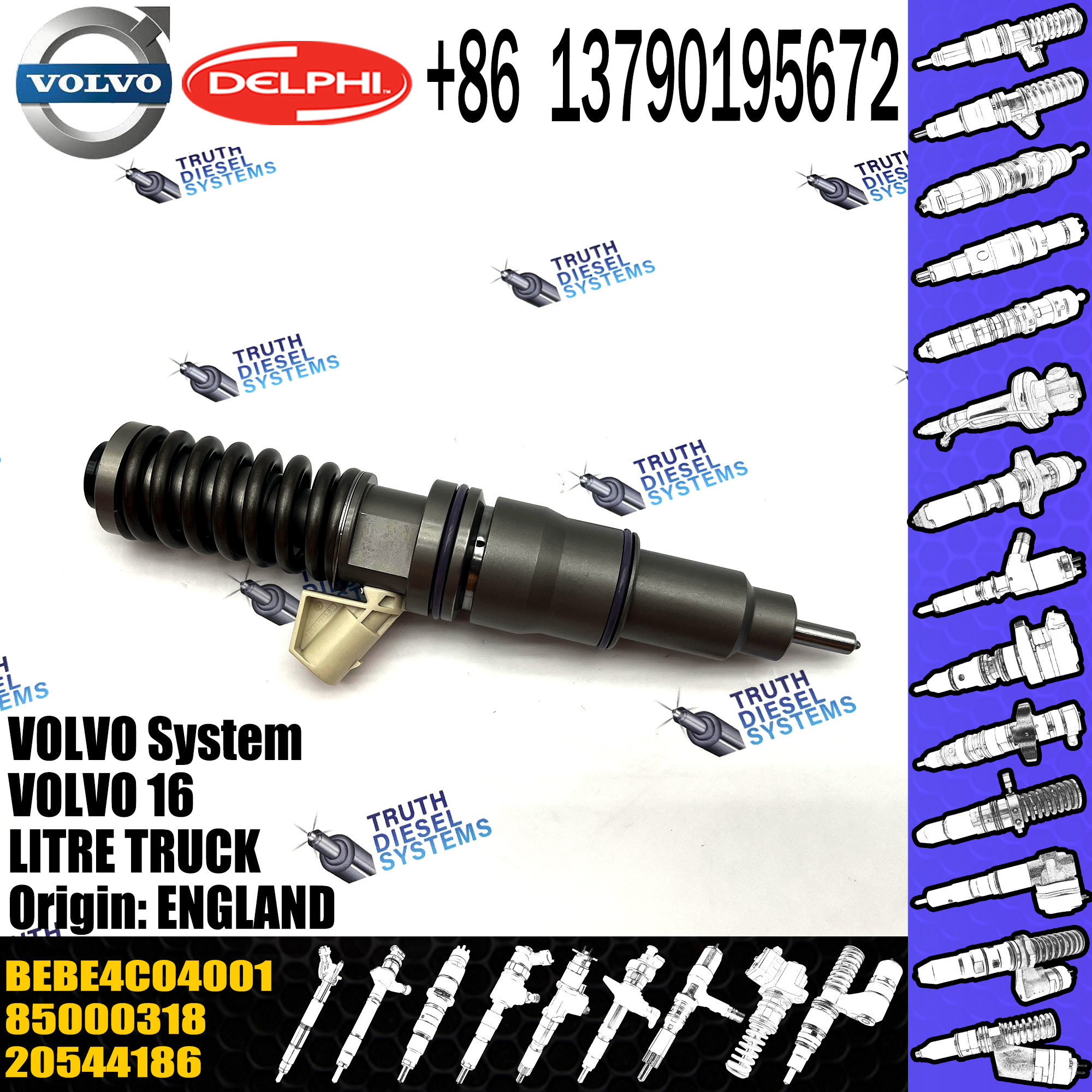 Direct Sale Diesel Fuel Injector 20544186 85000318 BEBE4C04001 For VOL 16 LITRE TRUCK