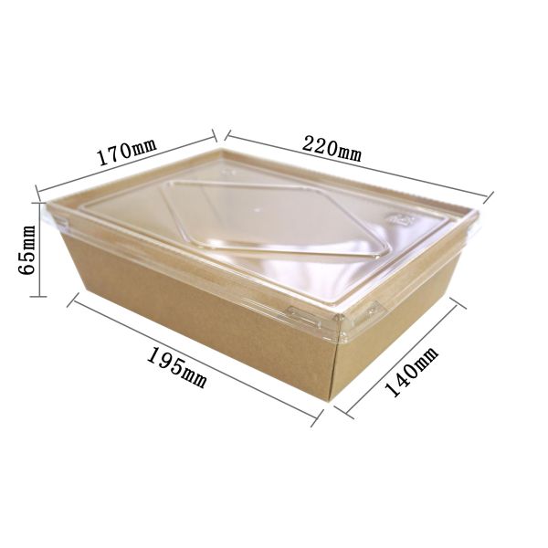 China Rectangular Salad Kraft Lunch Box Disposable Biodegradable 500ml - 2100ml factory