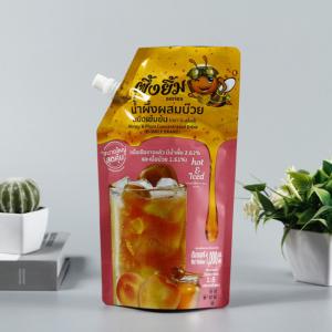 China Custom Biodegradable Plastic Aluminum Foil Spout Pouch Straw Fruits Juice Pouch Bag factory