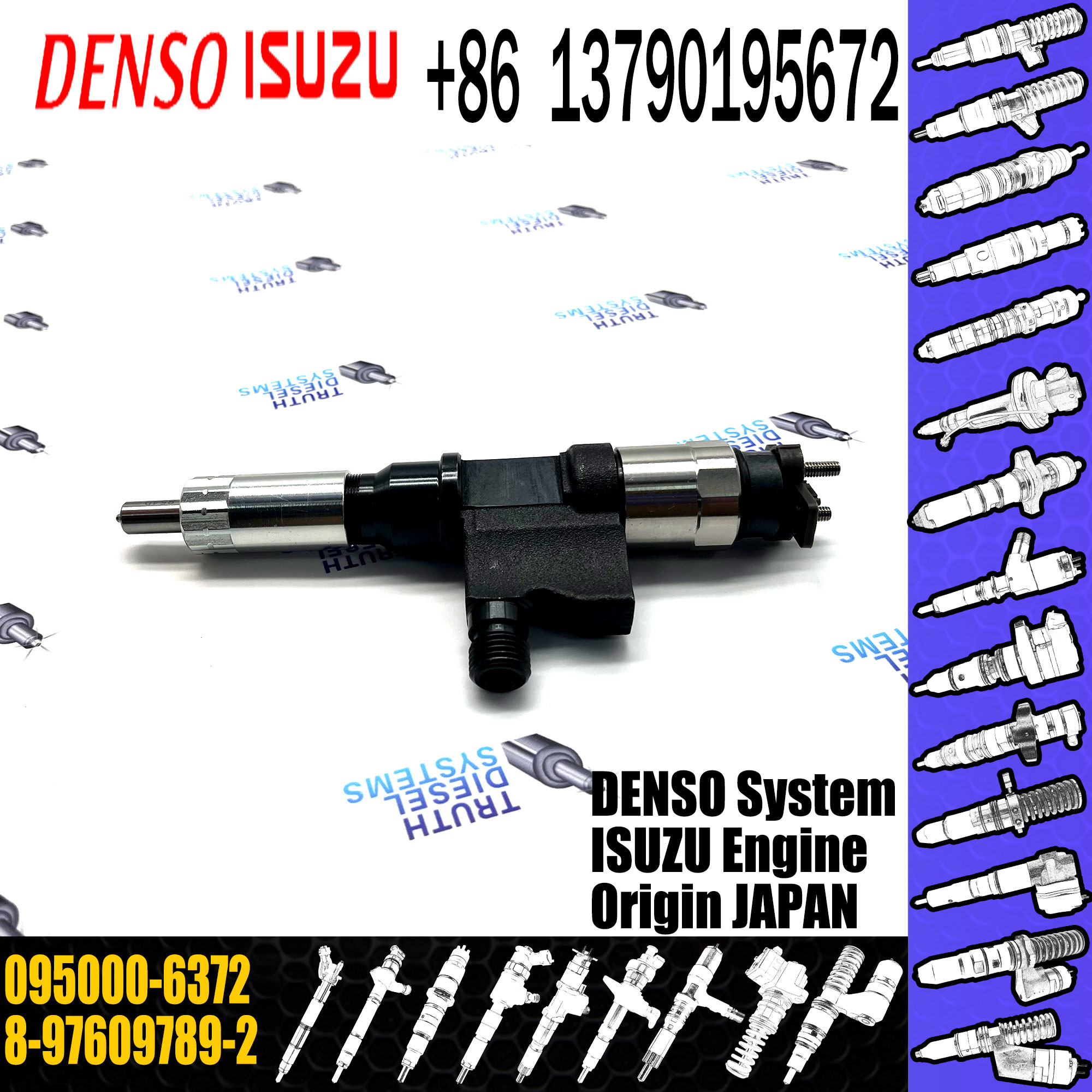 Brand New Common Rail Fuel Injector Assembly 095000-6372 For ISUZU 8-97609789-2