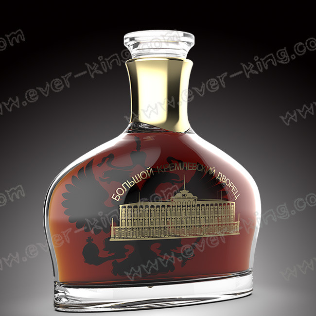 Aluminium Label Transparent Flint Vodka Glass Bottle