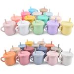 Pink Sippy Cup With Handles 150mL Kids Silicone Cup Cute Cartoon Design