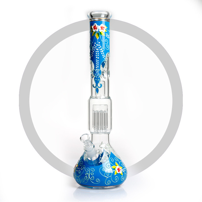 Mixed Color Hand Blown Glass Bongs 18 Inches Tall With 10 Arms Tree Percolator Hookah