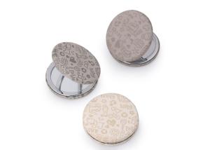 China Debossing Cosmetic Compact Mirror Purse Cute Pattern PU Leather factory