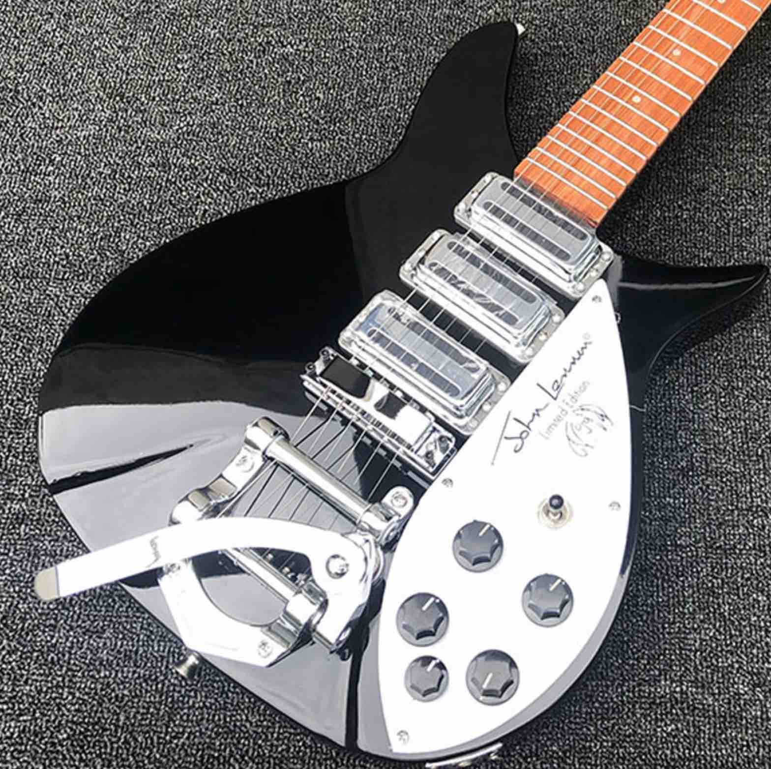 Body Celluloid Back Side 12 Strings Ricken 325 Electric Guitar BlackMahogany Body Rosewood Fingerboard Accept Customized