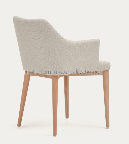Hotel Restaurant Furniture Natural Color Upholstered Solid Wood Dining Chairs