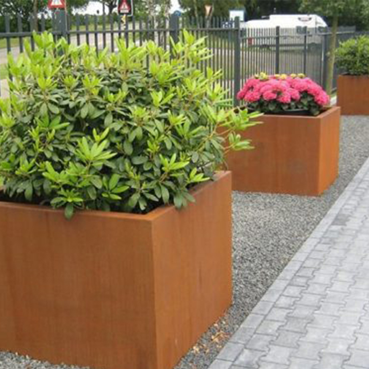 Factory Direct Garden Flower Pot Metal Plant Box Corten Steel Planter  