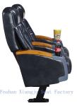 Steel Legs Wooden Armrest Genuine Leather Theater Seating Chairs With Cup Holder