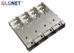 4 Ports Ganged SFP+ Shield Cage Assembly with EMI Spring Press fit Mounting