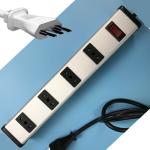 4 Way Italian Metal Power Strip With Surge Protector