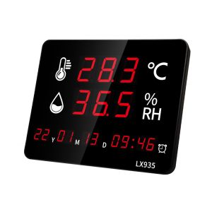 Digital Thermometer Temperature and Humidity Meter Home Clock Wall Mounted Alarm