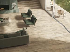 China Durable Wooden Porcelain Strips 200x1200mm For Building Decoration Brown Floor Strip factory
