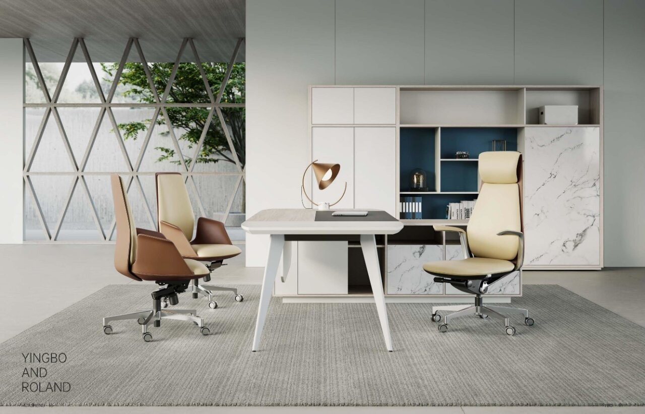Modern Office Swivel Chair Hotel Study Room High Back Comfortable Leather Chair