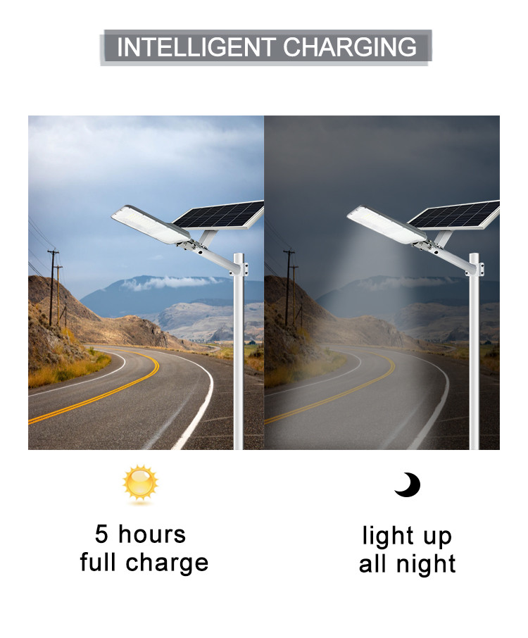Outdoor Adjustable Solar Powered LED Street Lights Energy Saving 60W 170lm/w