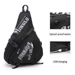 China Factory wholesale student fashion USB charging custom messenger bag waterproof bicycle sports Sling chest bag men factory