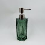 Ribbed Glass Bathroom Accessories 3pcs Set Green Color With Vertical Stripe