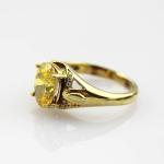 Gold Plated 925 Silver Ring with 7mmx9mm Created Yellow Citrine Cubic Zircon