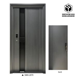 China Dark Grey Luxury Stainless Steel Swing Door Honeycomb Panel Exterior Swing Door on sale