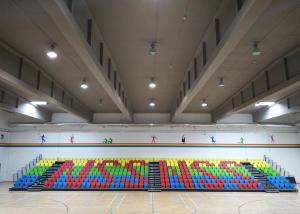 China Comfortable Telescopic Sport Hall Seats With Nose Mounted Polymer Bench factory