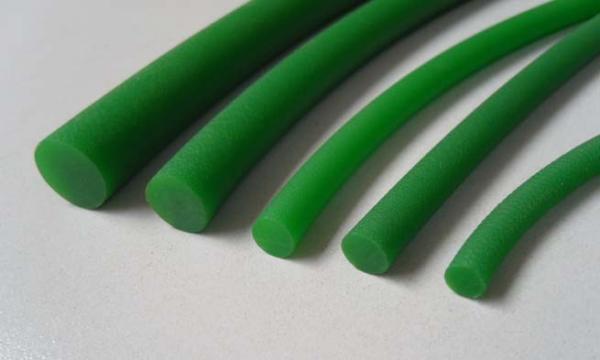 Green PU round belt, Hardness 85A, good rough surface